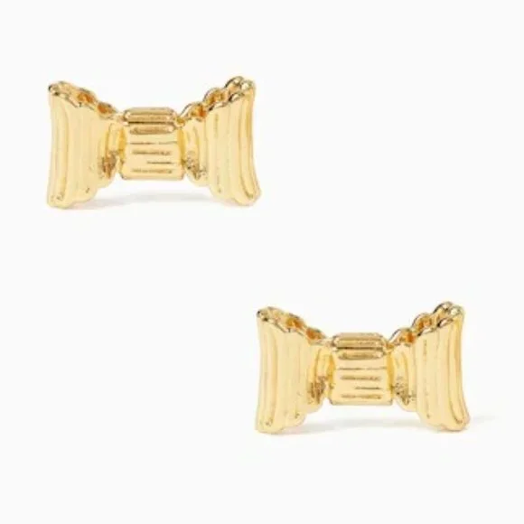 ♠️ Kate Spade ♠️️ "All Wrapped Up" Gold Bow Studs - Picture 4 of 7